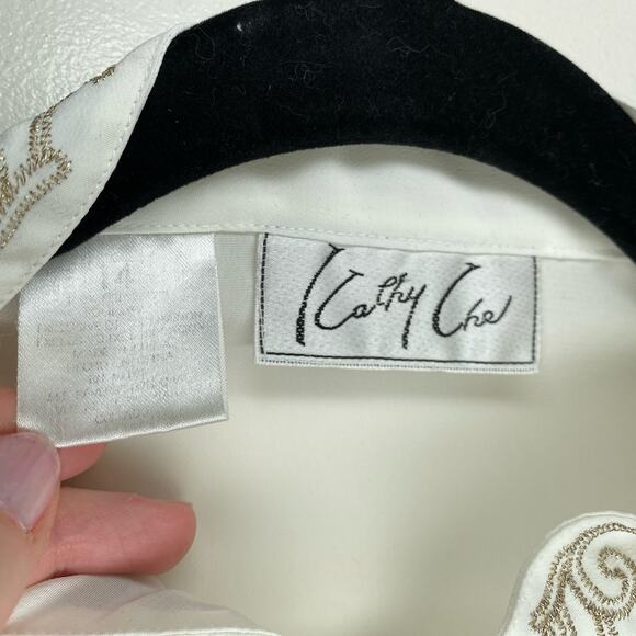 Vintage Victorian Cottagecore boho romantic Embroidered White Rosebud blouse 14 - Picture 6 of 11